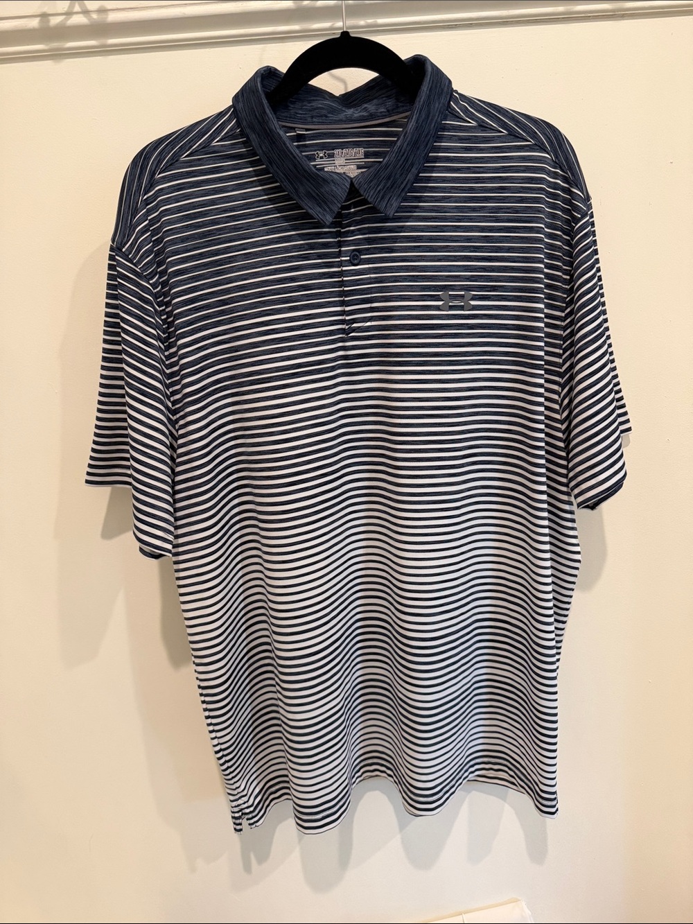 Under Armour Men’s Navy and White Striped Polo